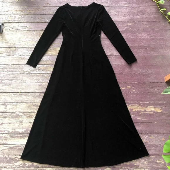 Tadashi Vintage Velvet Long Sleeved Maxi Dress Rhinestone Y2K 90s - Picture 7 of 13